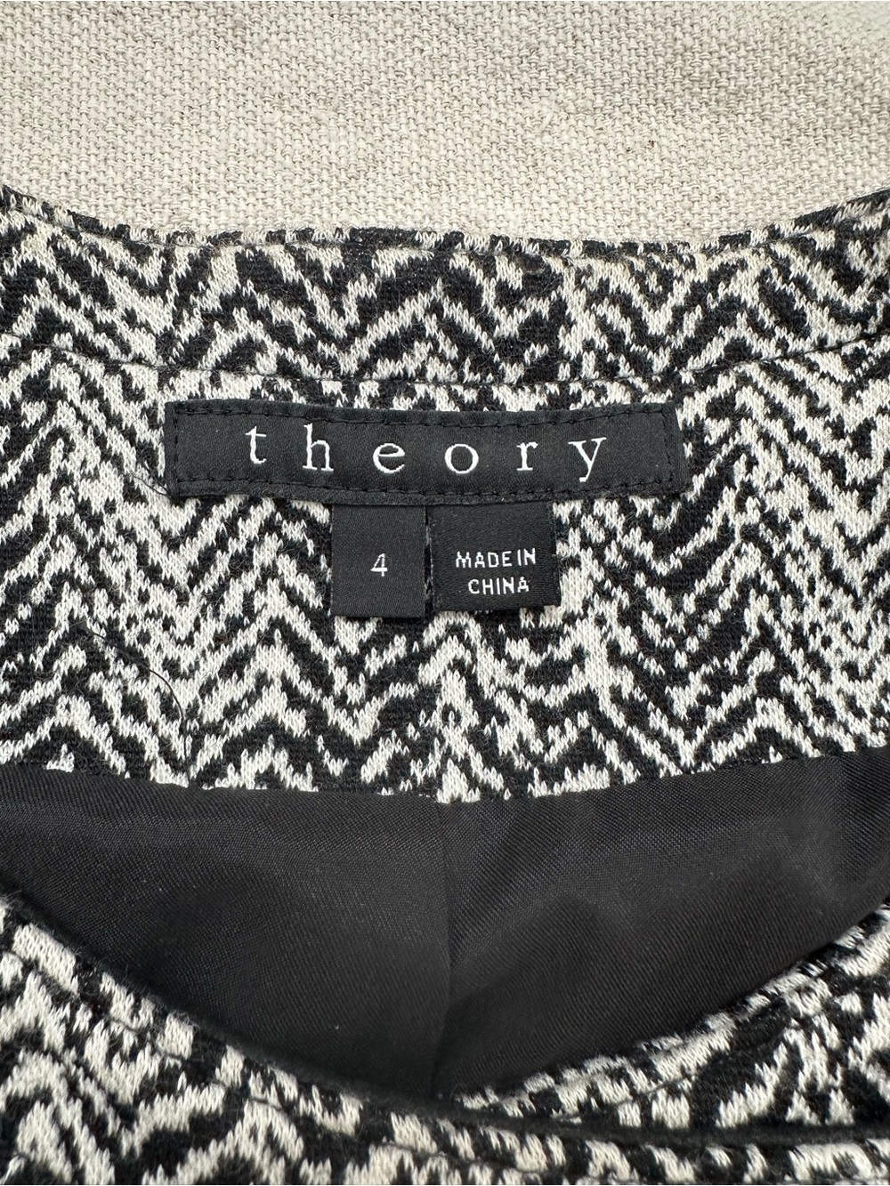 Theory Joean Herringbone Tweed Goat Leather Sleeve Asymmetric Moto Jacket 4 - Picture 4 of 14